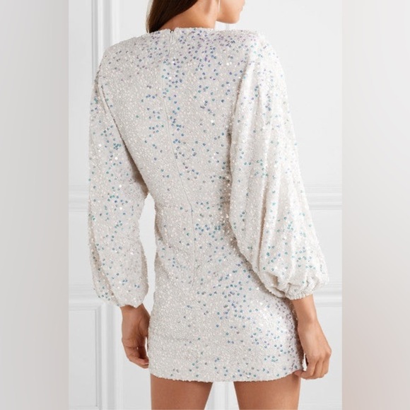 NWT Retrofete Aubrielle Sequin Chiffon Mini Dress - White Silver Size Small - Picture 5 of 12